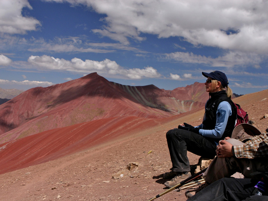Taking time to soak in the magnificent landscape on Ausungate sacred mountain in Peru