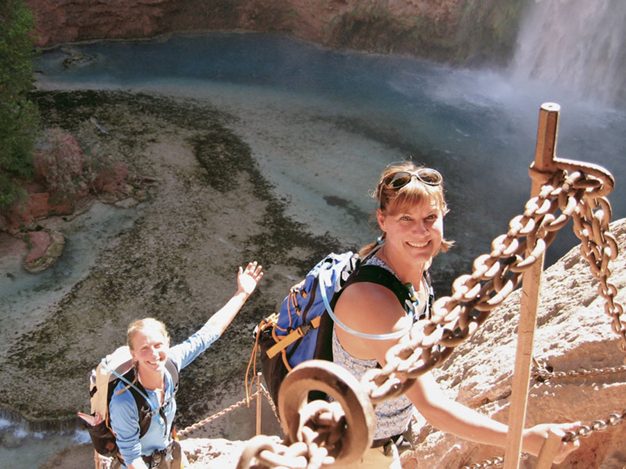 Climbing up from magnificent Mooney Falls in the Grand Canyon
